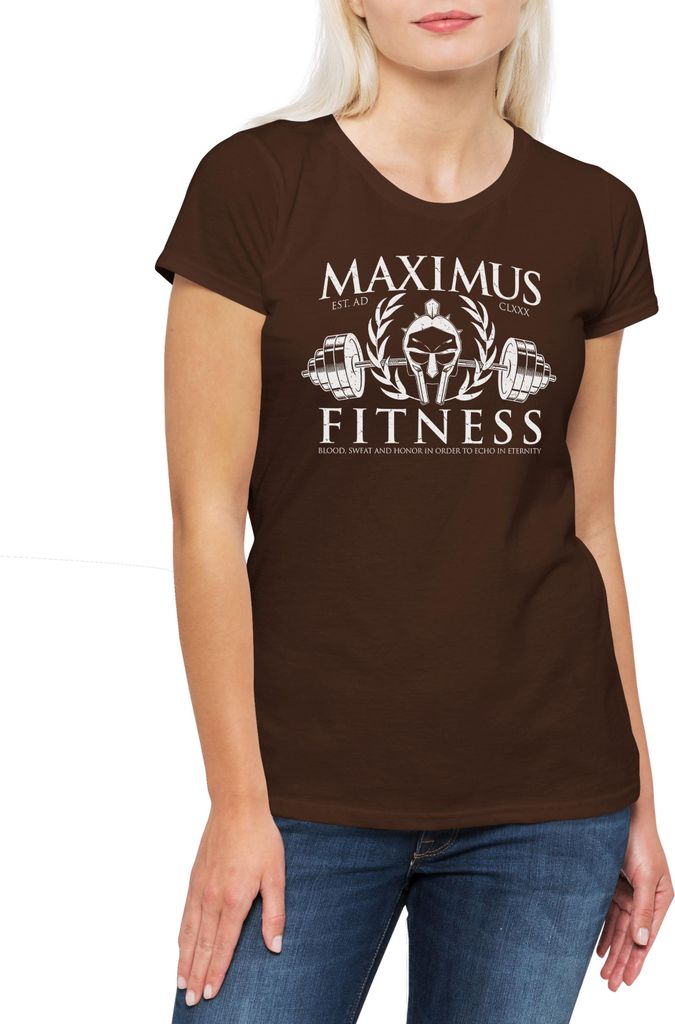 Urban Backwoods Maximus Fitness, Damen T-Shirt, Farbe: Braun, Größe: XS