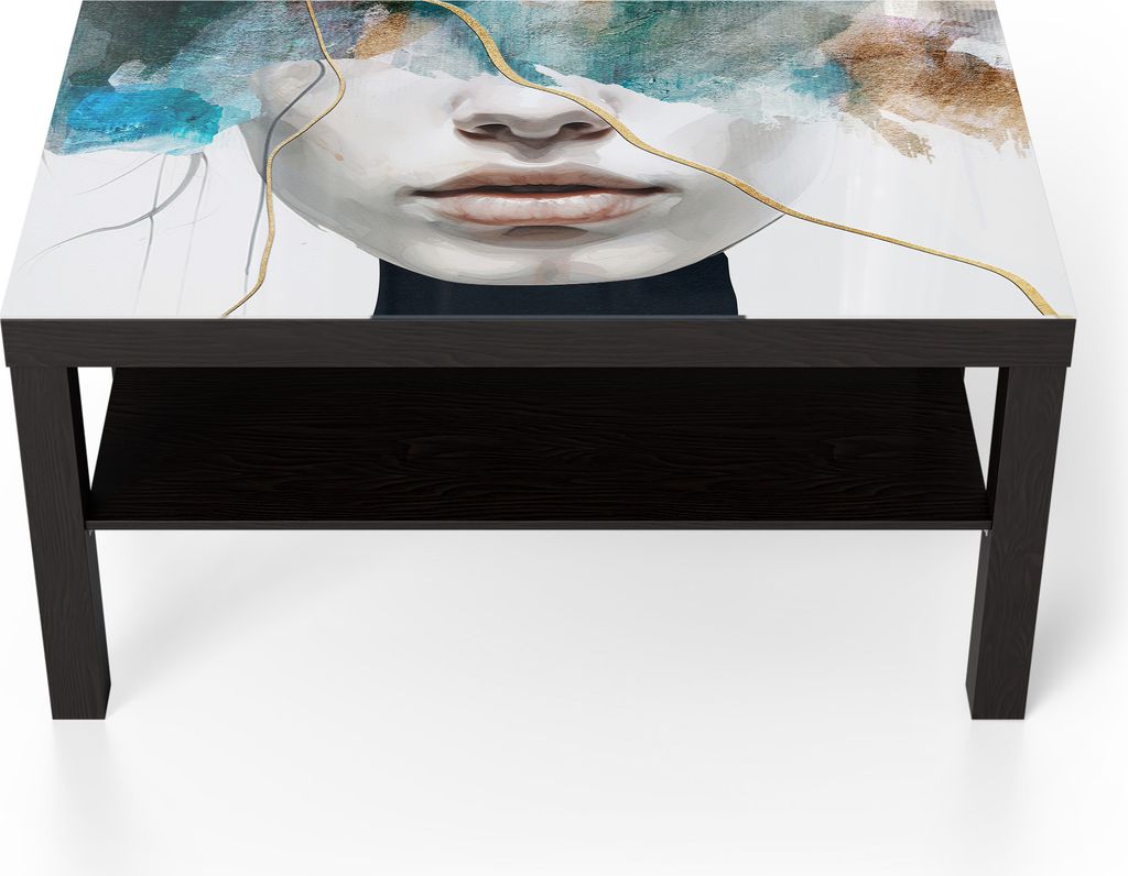 DEQORI Couchtisch 90x55 cm Schwarz 'Gefühlswirbel' Glas Beistelltisch Glastisch modern