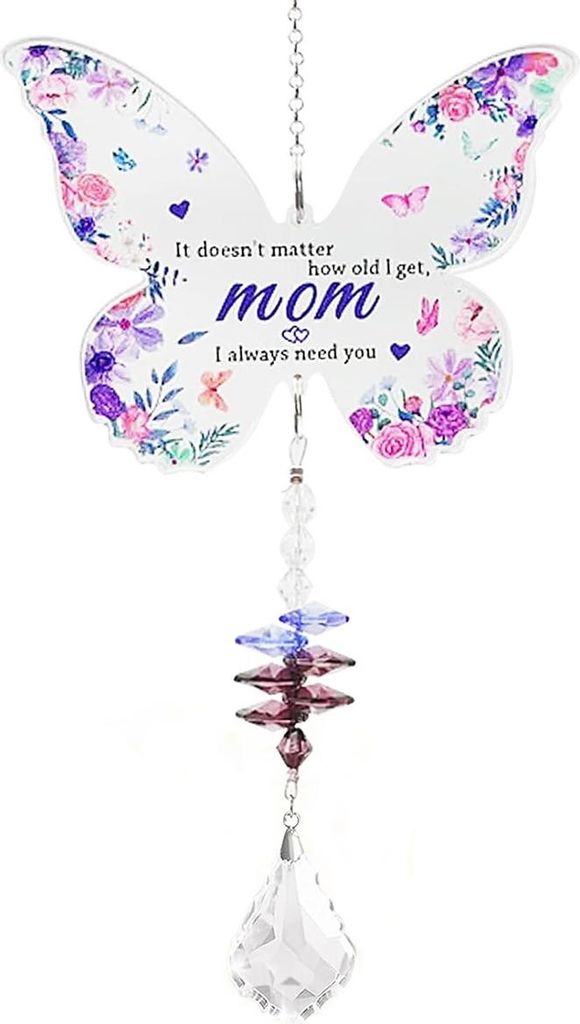 Geschenke für Mama, Schmetterlings Kristallanhänger Sonnenfänger Geschenke, Passend für Geburtstage, Weihnachten und Muttertag (Lila)