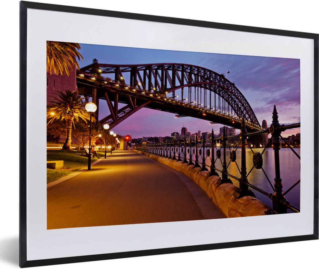 MuchoWow Gerahmtes Poster Weg unter der Sydney Harbour Bridge in Australien 60x40 cm - Poster mit Schwarzem Bilderrahmen Wandposter Rahmen Foto B...