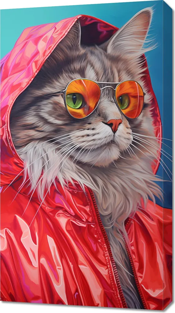 Quadro Gatto Colorato 50x90 cm - Arte Pop Moderna per Pareti