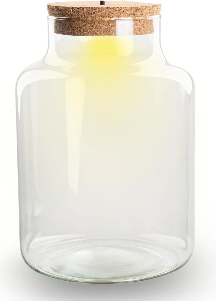 Terrarium LED en verre recyclé 24,5 cm avec bouchon liège écologique