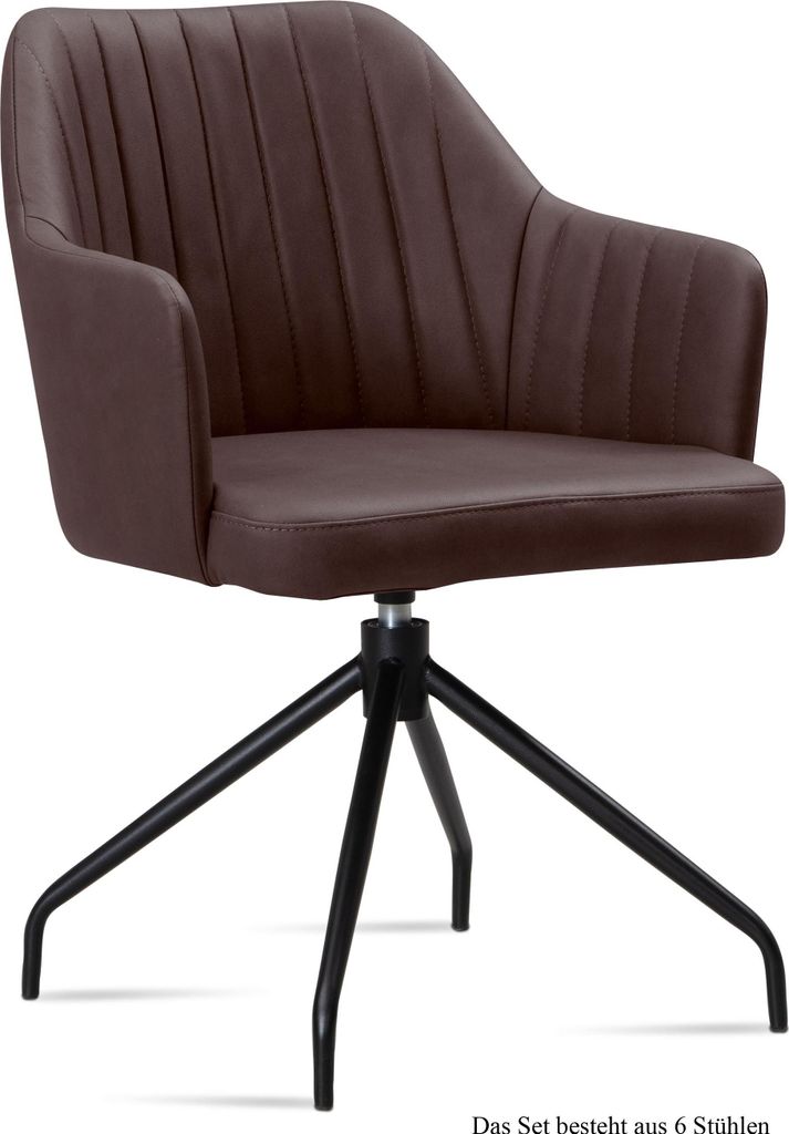 Armlehnstuhl drehbar (6er-Set) Dorena 58x81x60 Schwarz/Braun