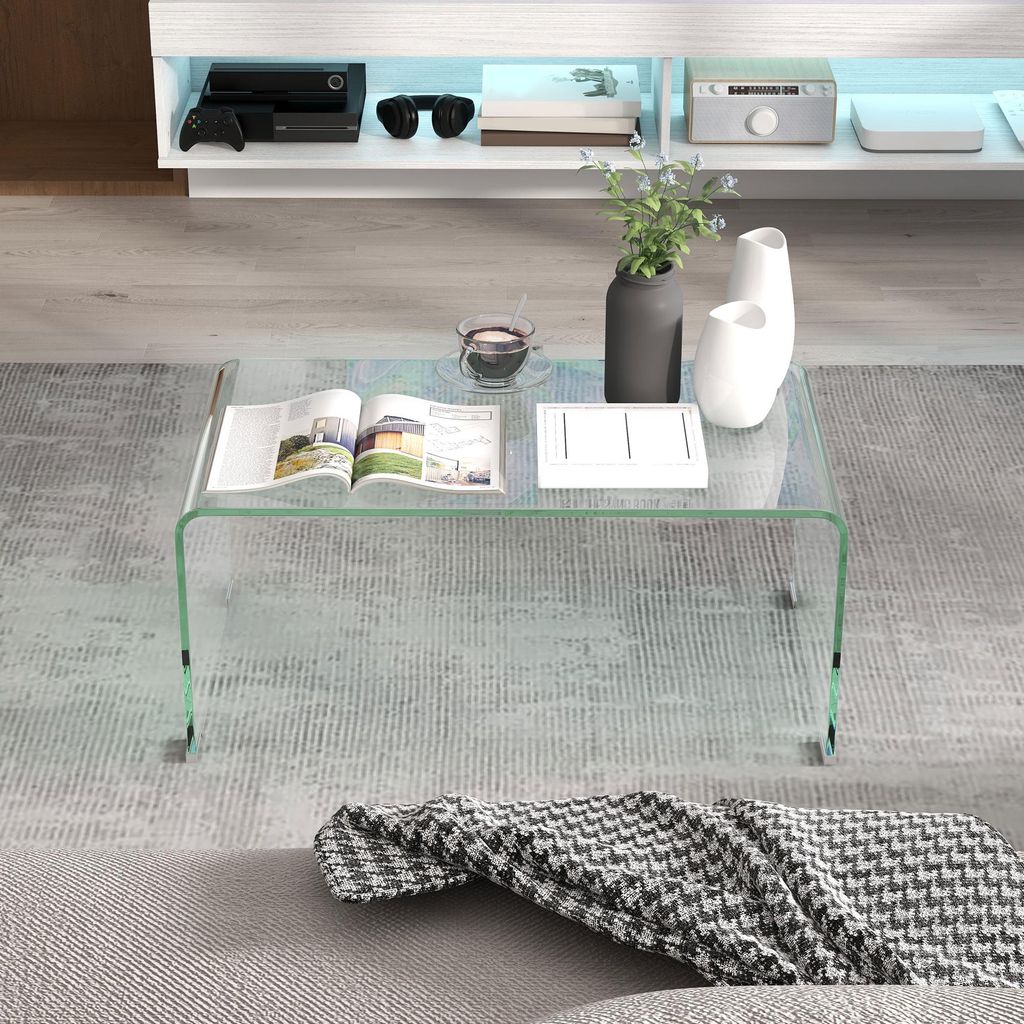 SUGIFT Couchtisch Hartglas einteilig, Glastisch Sofatisch Produktbild 