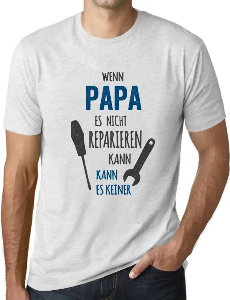 Herren Grafik T-Shirt Wenn Papa Es Nicht Repairen Kann Öko-Verantwortlich Vintage Jahrgang Kurzarm Lustige Druck Geburtstag Geschenk Mann