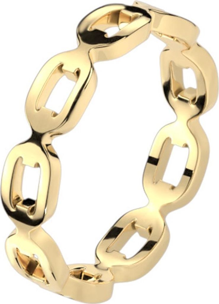 viva adorno Gr.49 (15,6mm Ø) Damen Edelstahl Ketten Ring Kettenglieder poliert gold Gliederring Damenring RS56gl