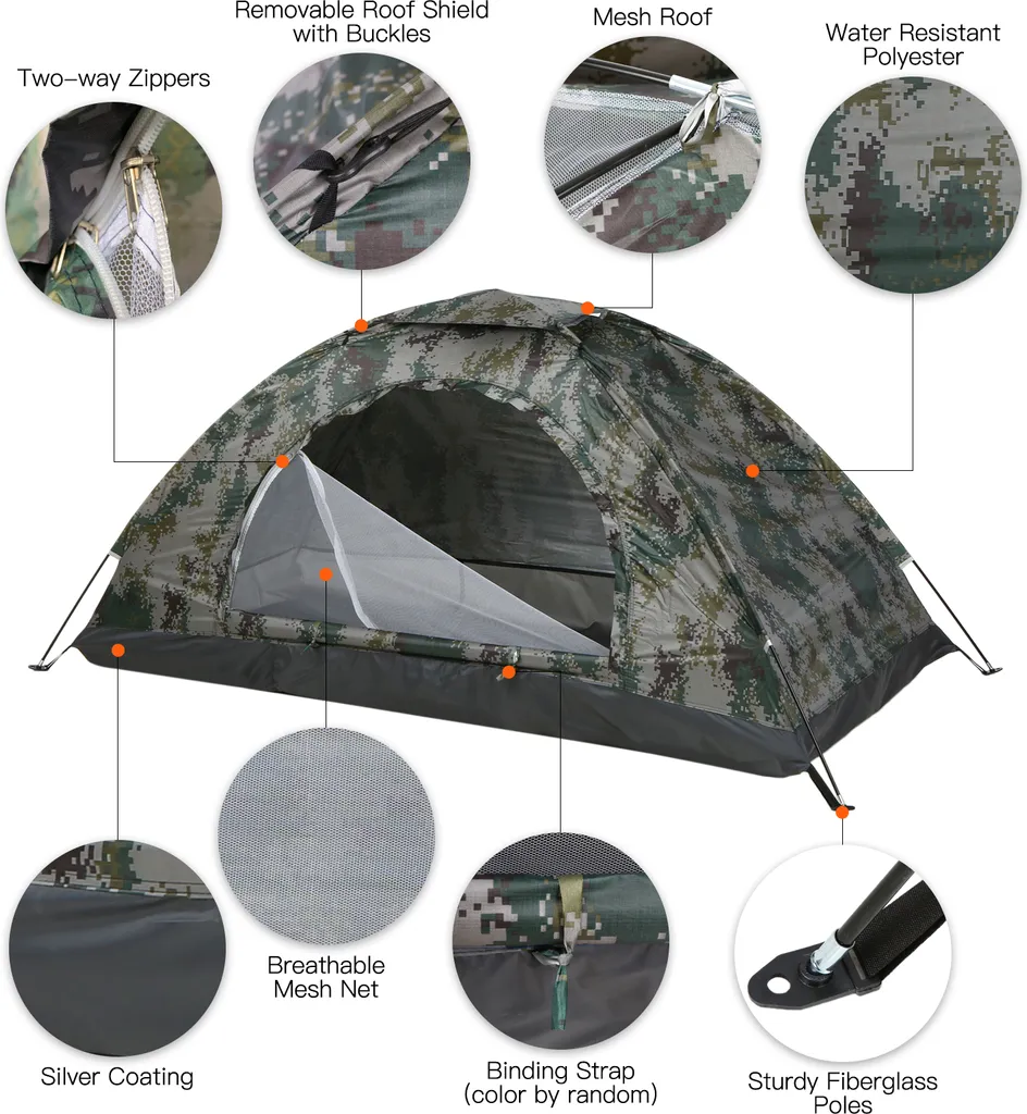 Tenda da campeggio ultraleggera Tenda portatile monostrato Rivestimento anti-UV UPF 30+ per la pesca all'aperto in spiaggia