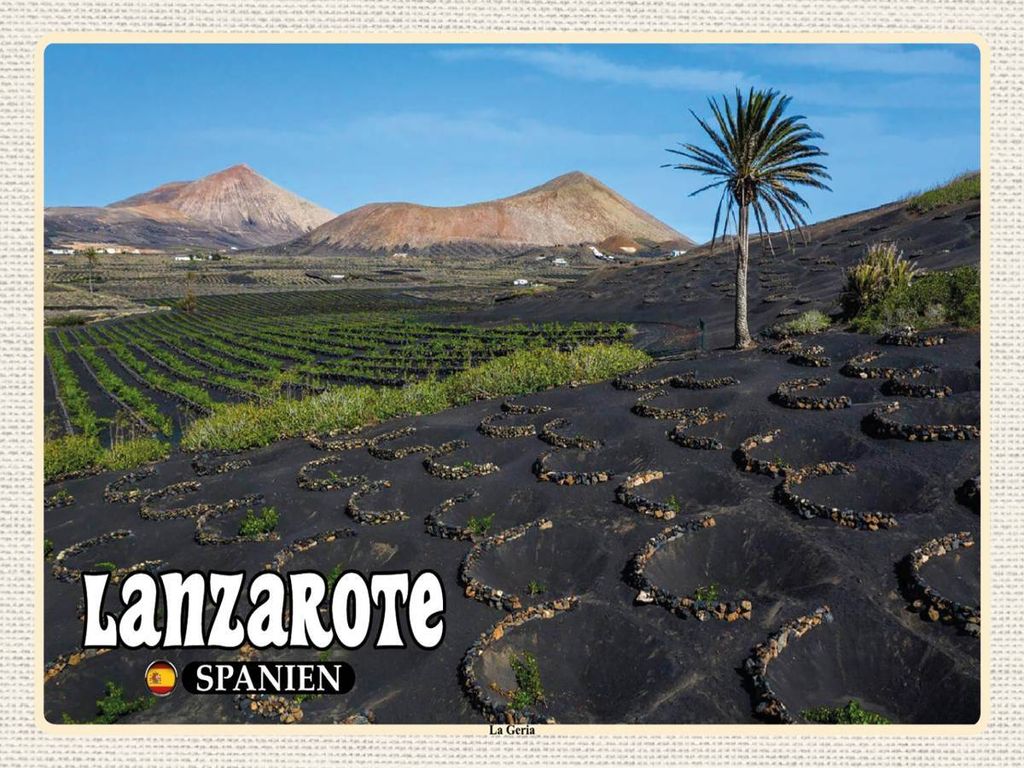 vianmo Holzschild 30x40 cm Lanzarote Spanien La Geria Dorf Bildmotiv Reisemotiv Abenteuer Reisen