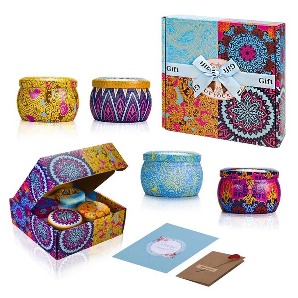 ACXIN 4er Set Glade Duftkerzen, Mini Kerzen Geschenkbox mit Frühlingsnote, Zitrone, Feige & Lavendel, Ideal für Geburtstag, Valentinstag, Partys,...
