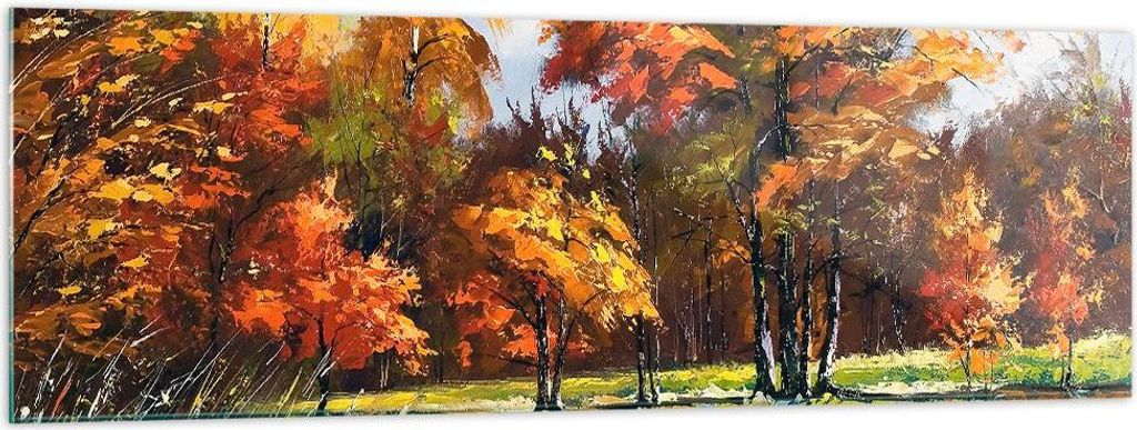 Bilder auf glas - Park Herbst Wasser - 160x50cm - Glasbilder - Wandbilder - Kunstdruck - zum Aufhängen bereit - Wanddekoration aus Glas - Glas Bil...