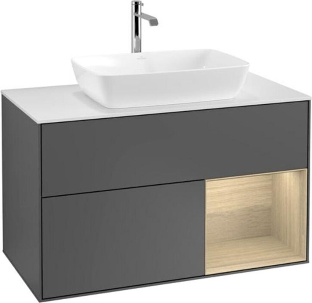 V&B Waschtischunterschrank Finion 100, Pl wh. m, Reg Oa ven, Anthrac. m
