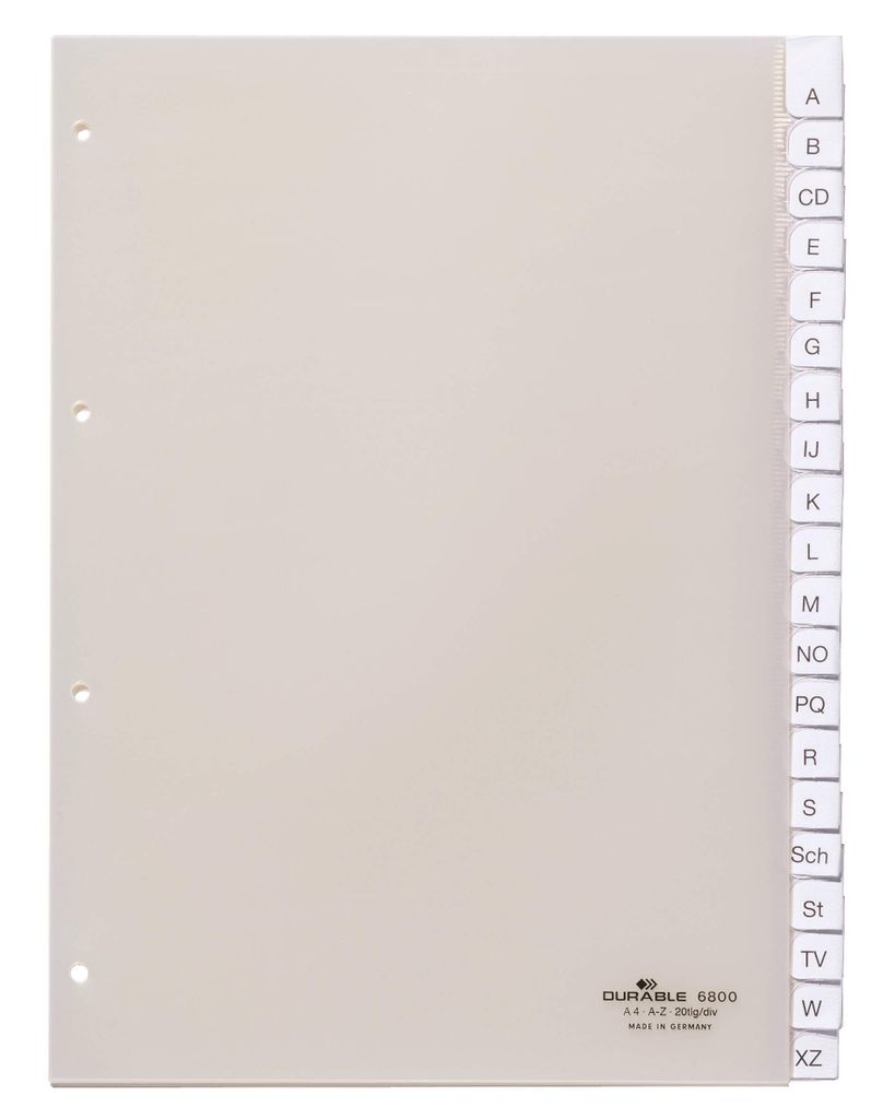 DURABLE Kunststoffregister 6800-19, transparent, PP, A-Z, Produktbild 