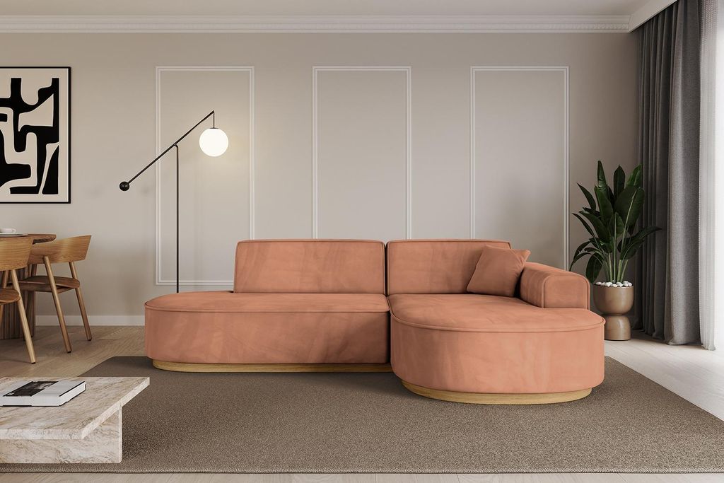 ALTDECOR Ecksofa in L-Form MARI-L1-v2 - 243x171x83 cm Apricot - Corner Sofa Bett Eckcouch Couch Wohnlandschaft Cauchsofa