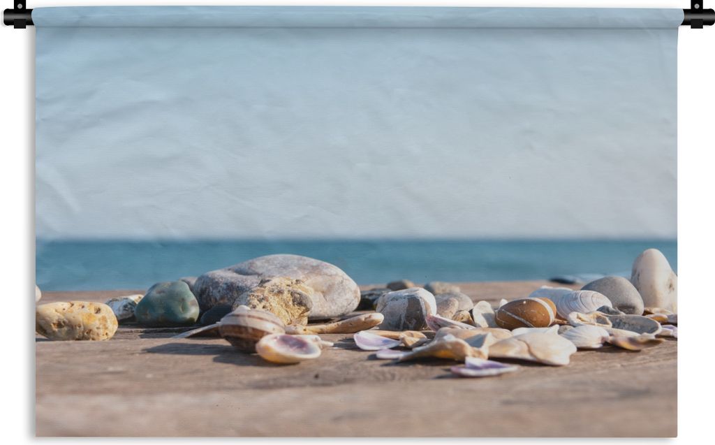 MuchoWow Wandteppich Wandbehang Muscheln - Strand - Meer - Sommer - Sonne 120x80 cm Tapisserie Dekoration Wandtuch - Wanddekorationen - Wandtücher