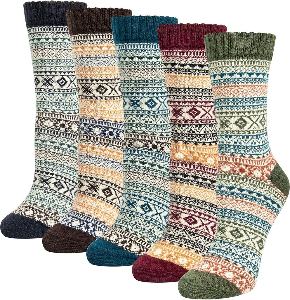 5 Paar Winter Merino Socken Damen Dicke Wollsocken, Produktbild 