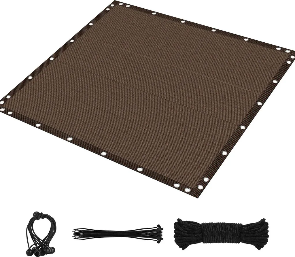 Tenda da sole, protezione UV al 90%, materiale HDPE resistente, caffè, 4X5M