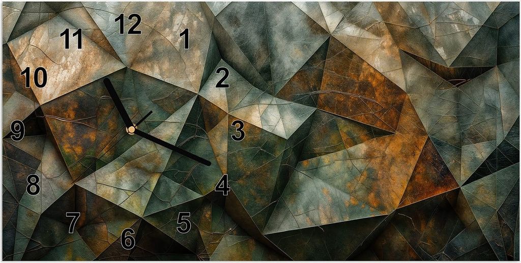 Wanduhr aus Glas mit Motiv Geometrische Abstraktion- 60 x 30 cm - inkl. Aufhängesystem