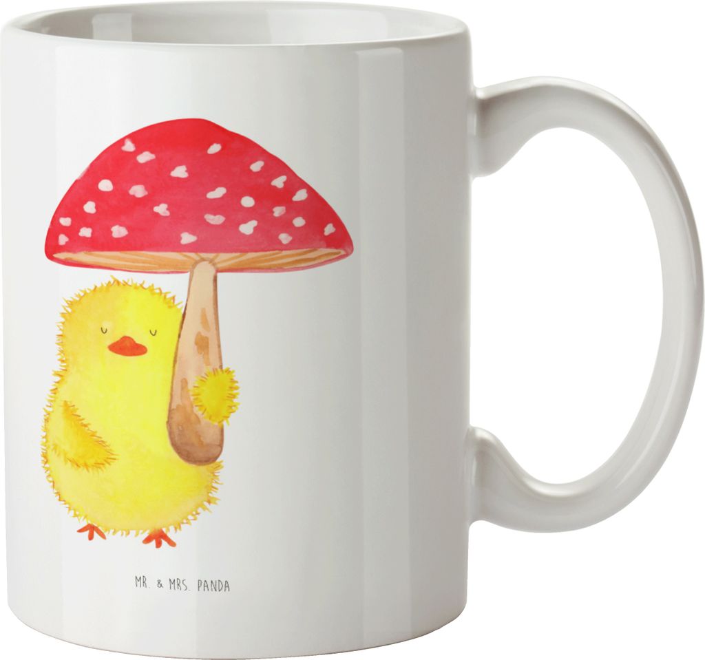 Mr. & Mrs. Panda Teebecher Küken Fliegenpilz - Weiß - Geschenk, Ostergrüße, Glückspilz, Becher, Teetasse, schöne tasse, Kaffeetasse, Kaffeebe...
