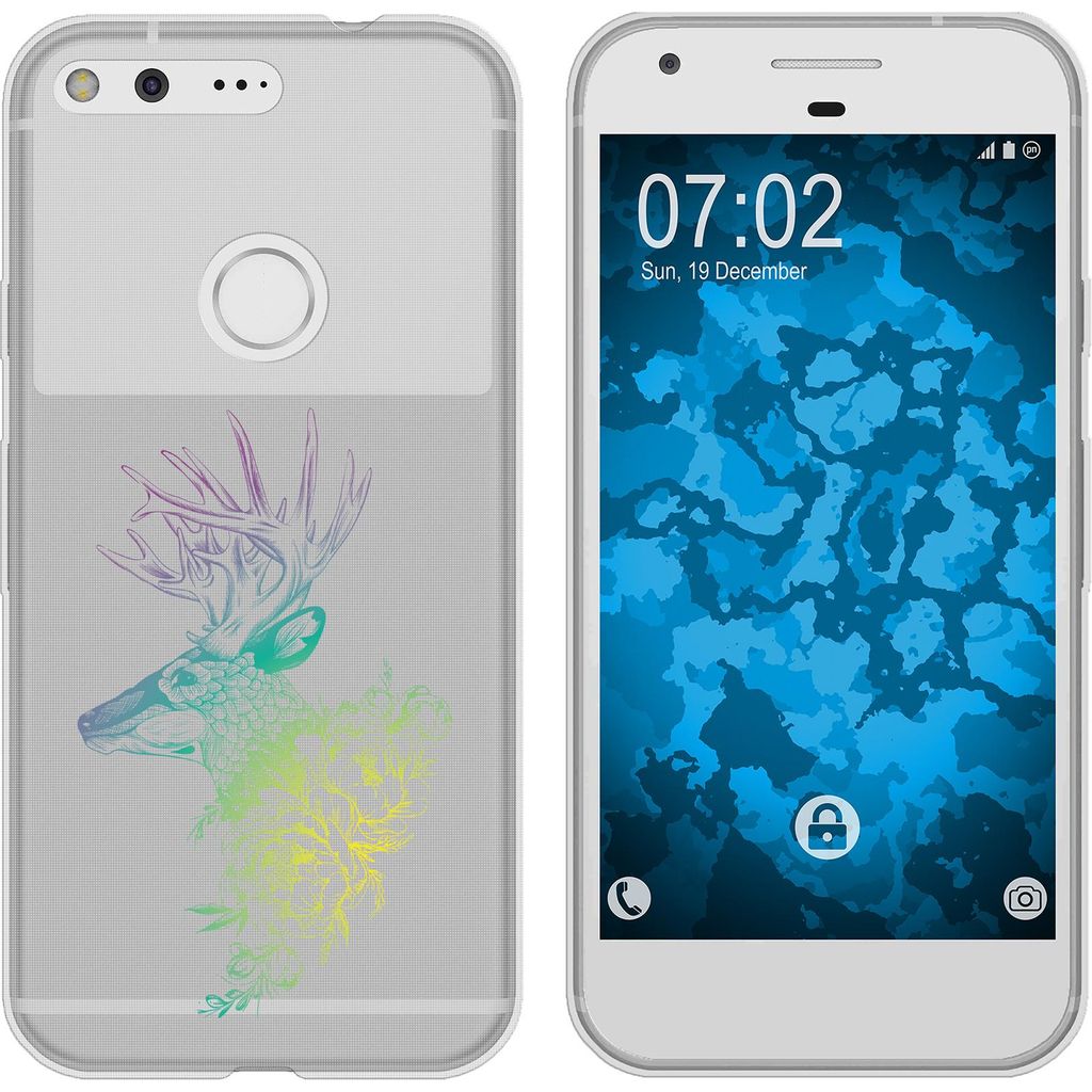 PhoneNatic Case kompatibel mit Google Pixel Silikon-Hülle Floral Hirsch M7-4