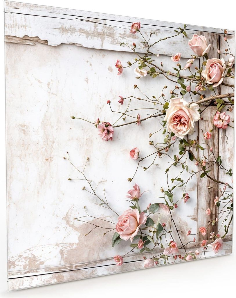 Küchenrückwand Spritzschutz Glas mit Motiv Rosenblüten Eleganz 40 x 40 cm