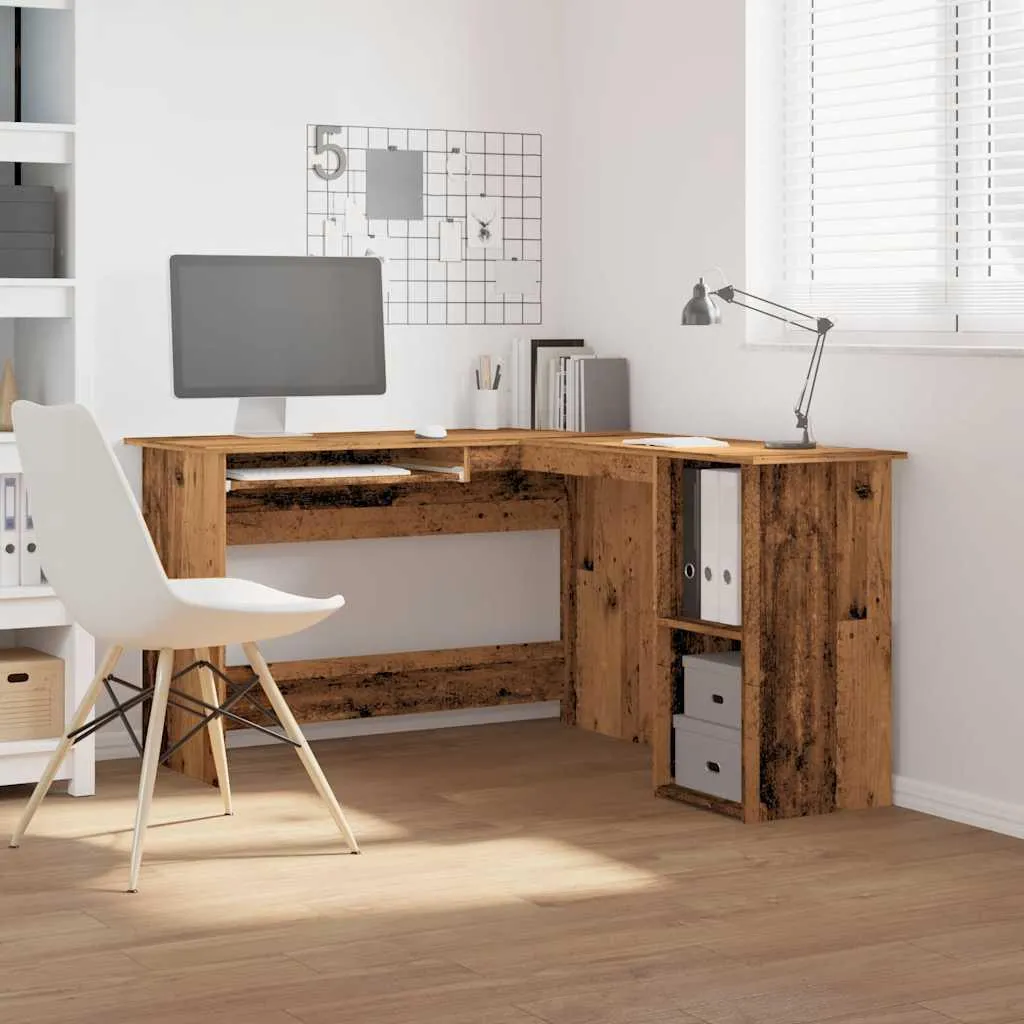 Gagnez de la place avec ce bureau d'angle aspect bois ancien multi-usage - 3