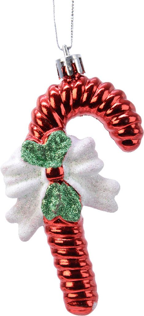 Christbaumschmuck Kunststoff Zuckerstange mit Schleife 10cm Produktbild 