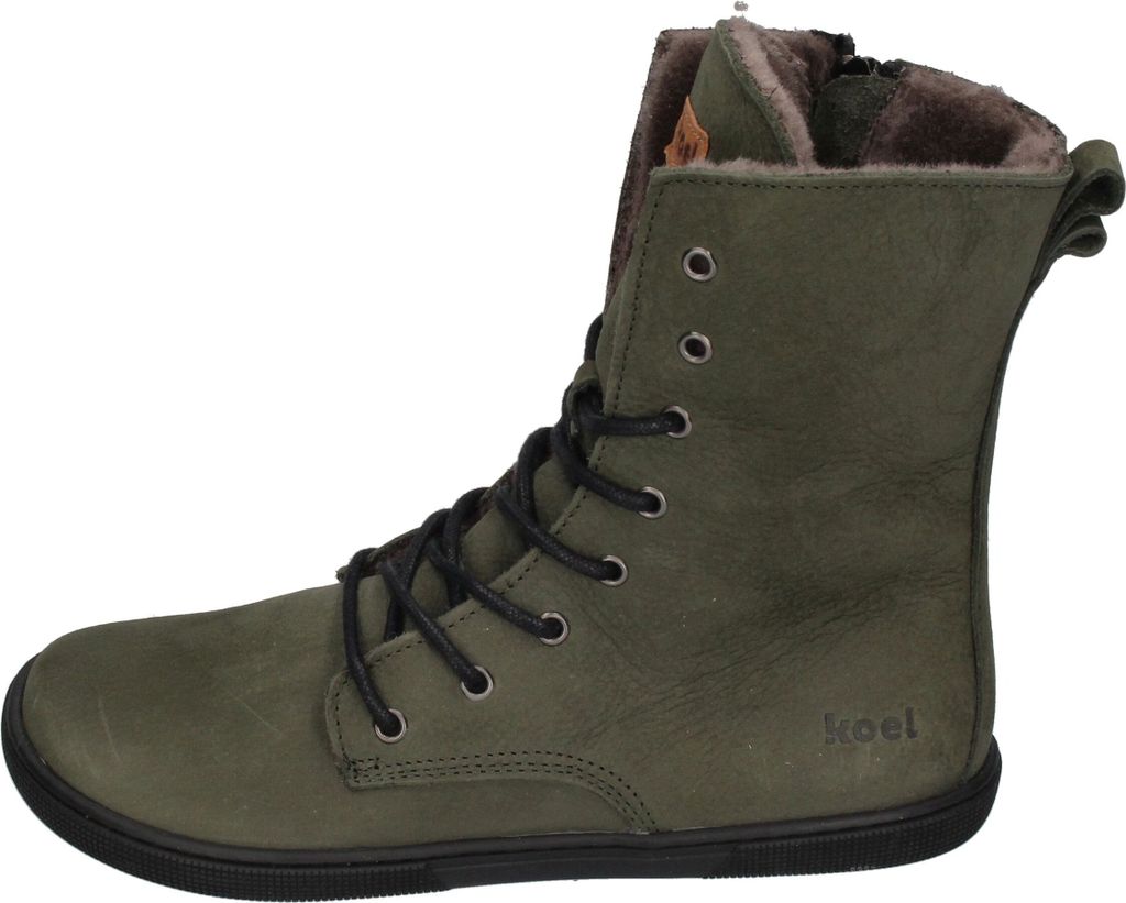 KOEL Damen Barefoot Booties ROMI MERINO – Kuschlige Barfußstiefel Aus Leder & Wolle In Grau – Flache Sohle, Schnürung