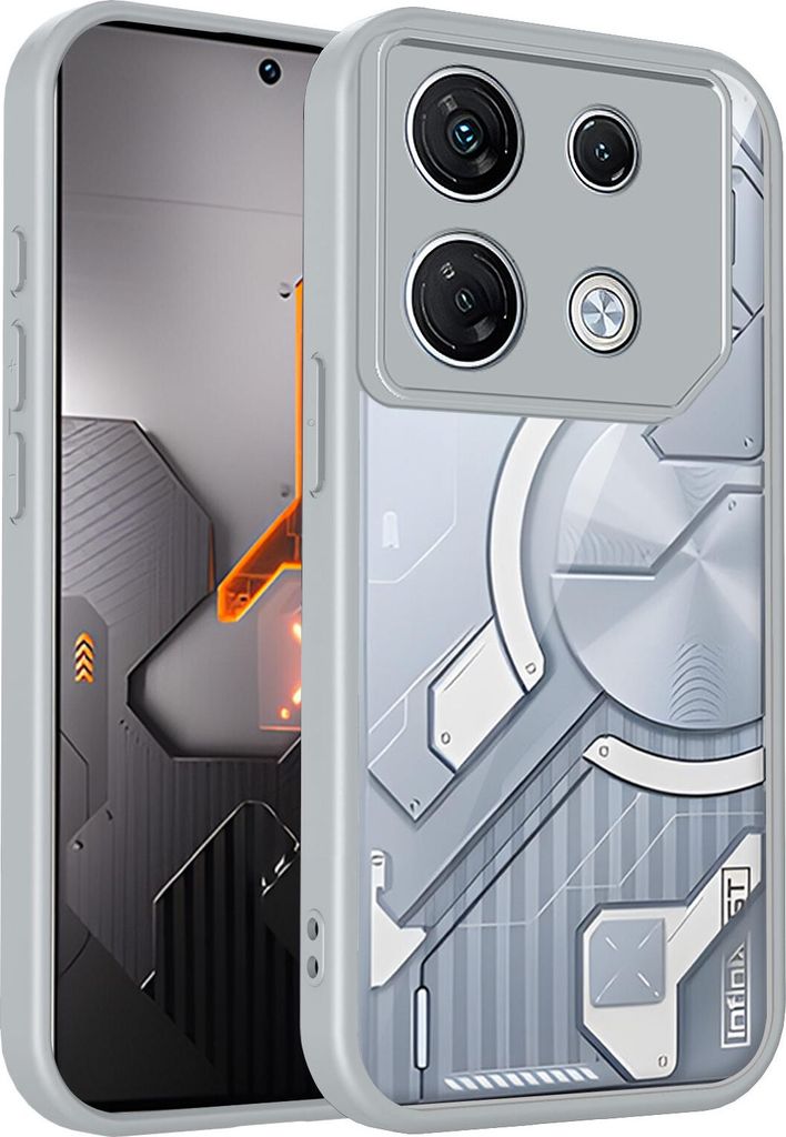 Hülle für Infinix GT 20 Pro Transparente Rückseite TPU Bumper Stoßfest Handyhülle Grau