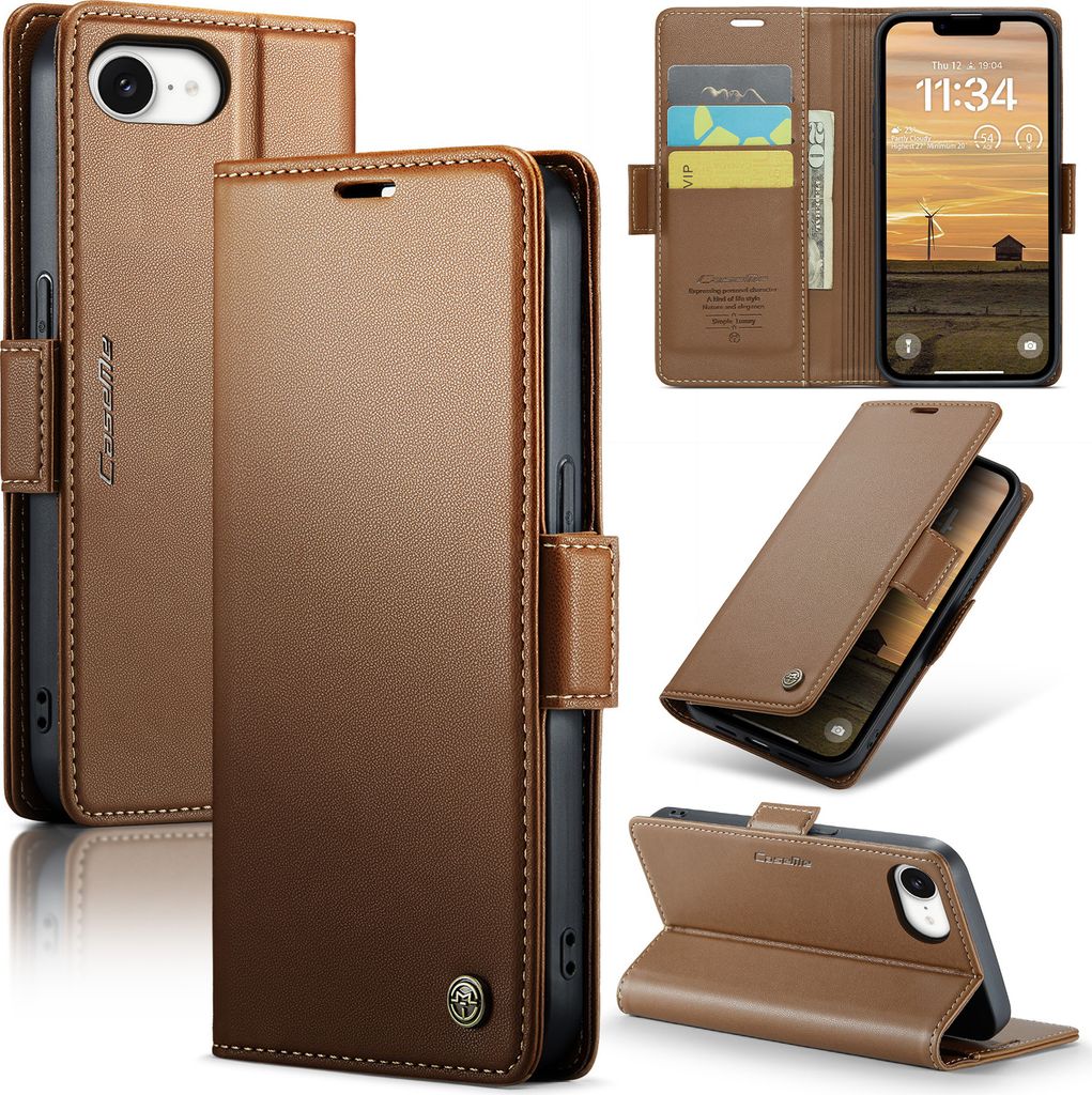 Lederhülle für iPhone 16e/iPhone 17e Brieftasche Kartenfach Produktbild 