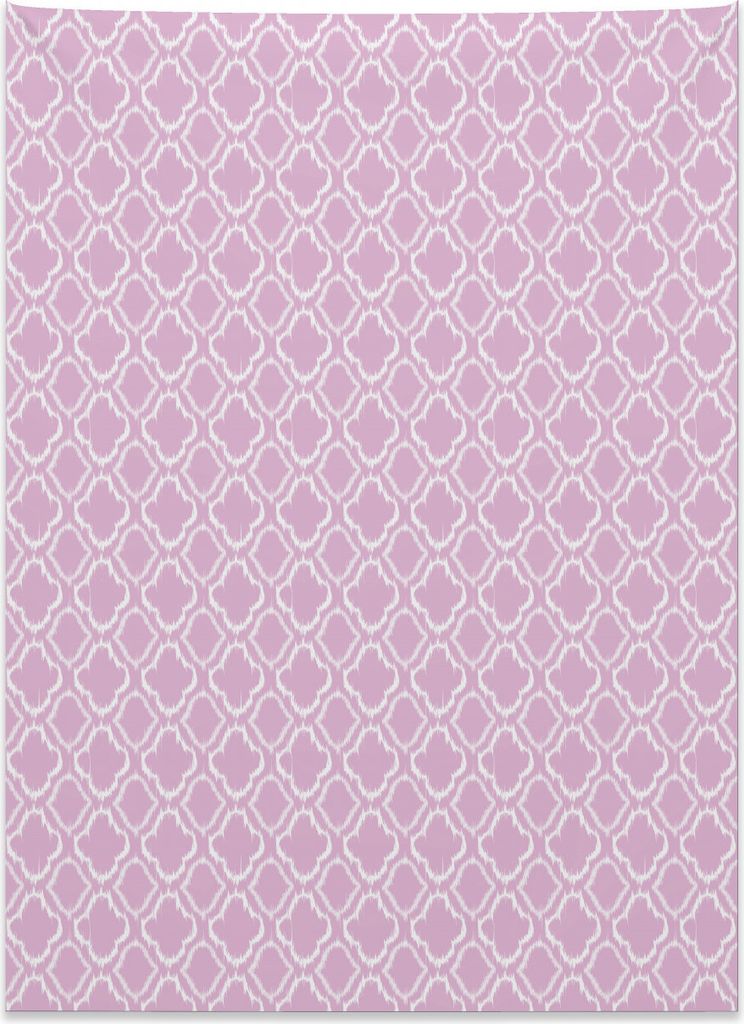 Abakuhaus Ikat Wandteppich, Klassisches ethnisches Muster aus Weiches Mikrofaser Stoff Kein Verblassen Klare Farben Waschbar, 110 x 150 cm, Weiß Lila