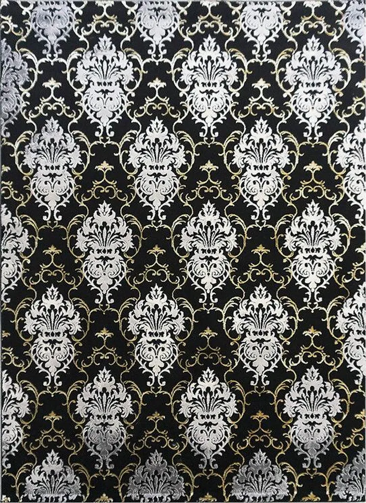 Petit Tapis de Passage Chic Elite 23282 Noir et Or pour Entrée Design
