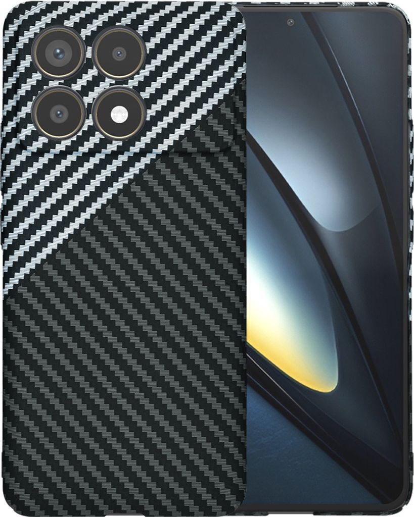 Techsuit Carbonite FiberShell Back Cover Hülle für Xiaomi Poco F6 Pro - Weiß/Schwarz