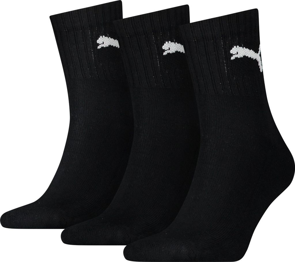 Halbhohe Sportsocken aus Baumwolle 3 Paar – Schwarz – 43-46