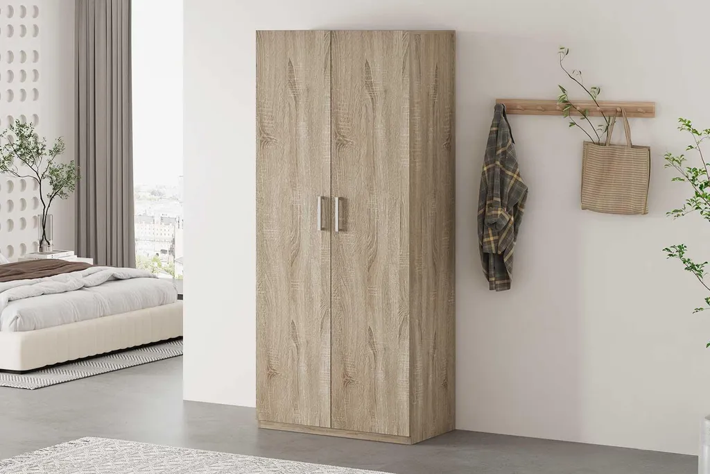 Penderie lingère Mike Sonoma 180cm de hauteur pour chambre ou bureau