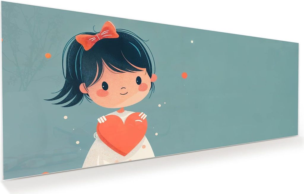 Glasbild 125x50cm in XXL für Wohnzimmer, Schlafzimmer Motiv Herzliches Mädchen