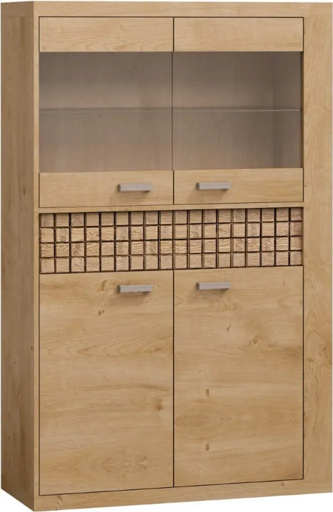Vitrine basse bois NOLO 102 cm - Finition Chêne Ribbeck robuste MINIO