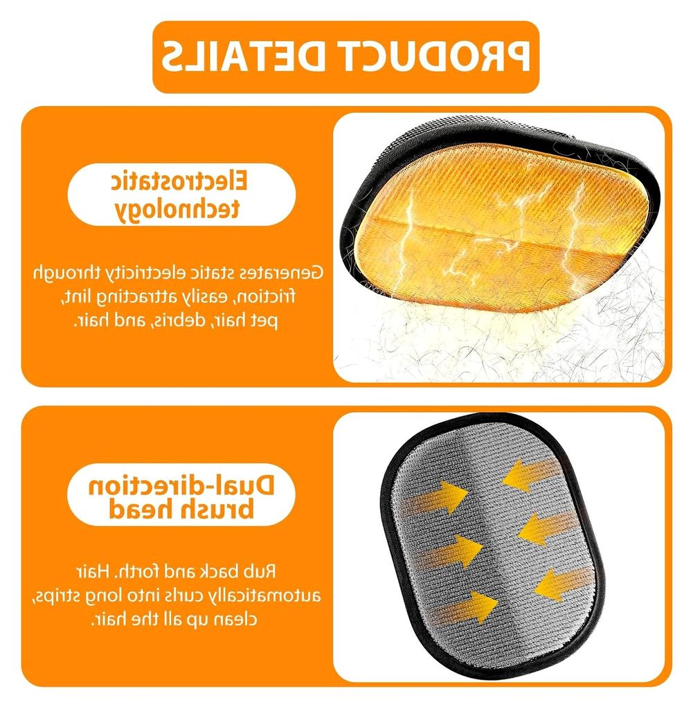 2 Stück Tierhaarentferner Handschuh, Wiederverwendbarer Handschuh zur Entfernung von Tierhaaren für Möbel, Teppiche und Autos