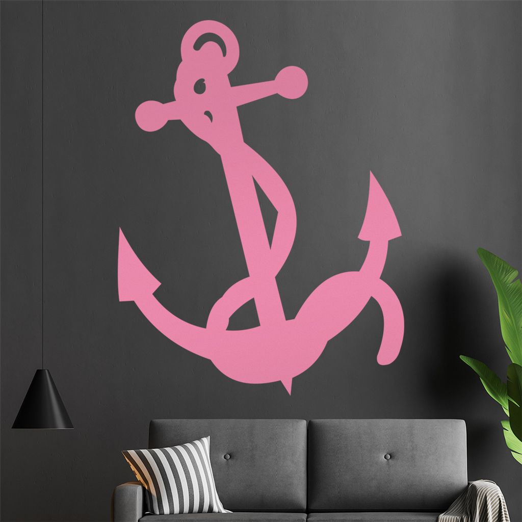 Anker mit Leine Wandtattoo in 6 Größen - Wandaufkleber Wall Sticker - Dekoration, Küche, Wohnzimmer, Schlafzimmer, Badezimmer