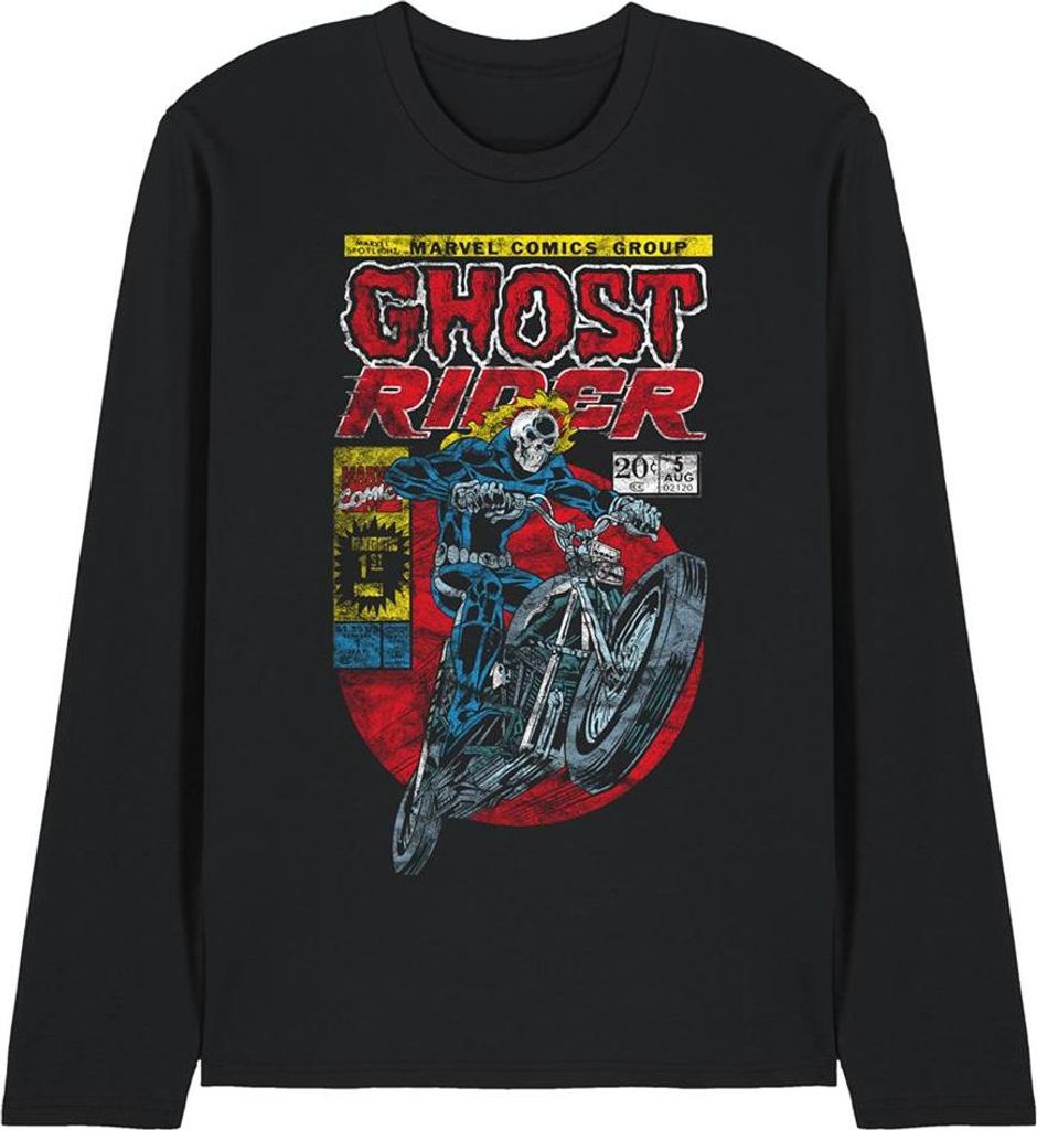 Ghost Rider - T-Shirt für Herren/Damen Uni, Langärmlig TV28609 (S) (Schwarz)