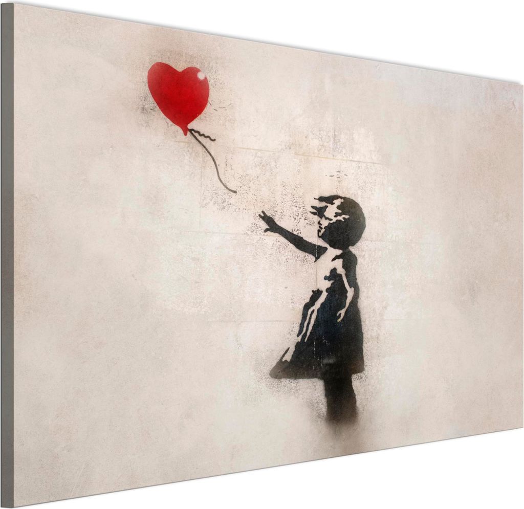 LUMASOUL Leinwand Bilder, Leinwandbild Natur Motiv, Wandbilder Holzrahmen und Webstuhl Wohnzimmer und Schlafzimmer, Bilder 90x60 cm Banksy