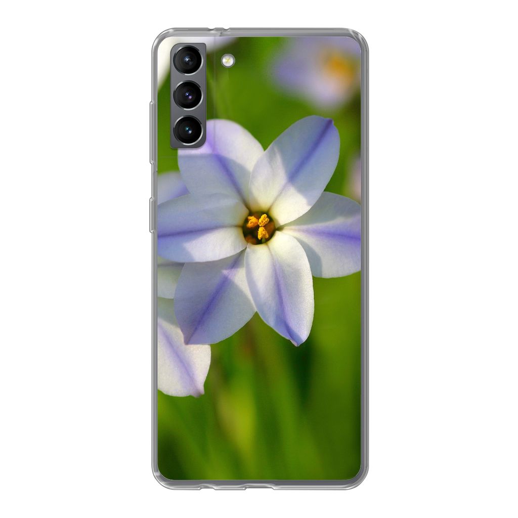 MuchoWow Handyhülle Schutzhülle Hülle für Samsung Galaxy S21 Plus Blumen - Garten - Lila Silikon Softcase Handy Hülle - Handy-Tasche
