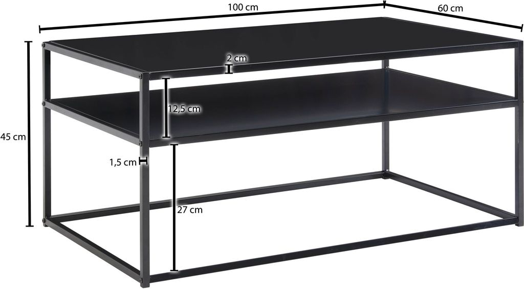 Couchtisch FineBuy Sofatisch 100x60x45 cm Metall Produktbild 3
