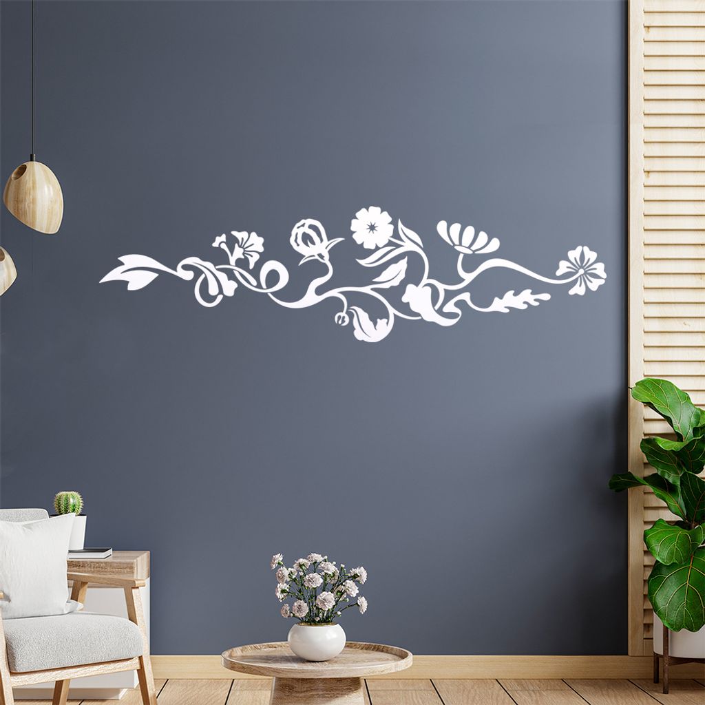 Blüten - Bläter - Ranke Wandtattoo in 6 Größen - Wandaufkleber Wall Sticker - Dekoration, Küche, Wohnzimmer, Schlafzimmer, Badezimmer