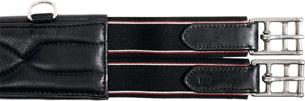 KAVALKADE Sattelgurt Leder, soft mit beidseitigem Elastik schwarz, 140 cm