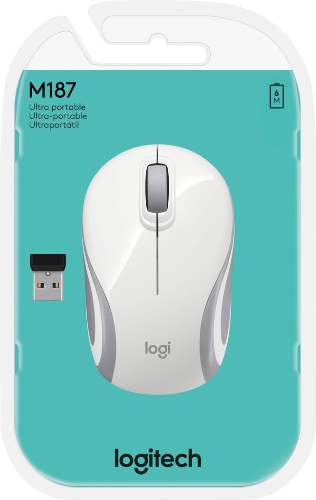 Logitech M 187 cordless Mini Mouse USB white