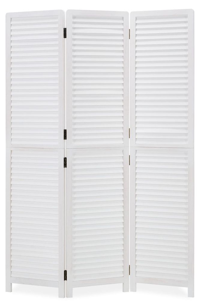 Paravent Séparation de pièce 3 pièces Bois Cloison blanc Image du produit 