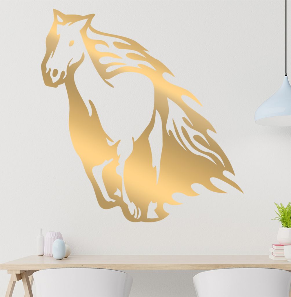 Flammen Pferd Wandtattoo in 6 Größen - Wandaufkleber Wall Sticker - Dekoration, Küche, Wohnzimmer, Schlafzimmer, Badezimmer
