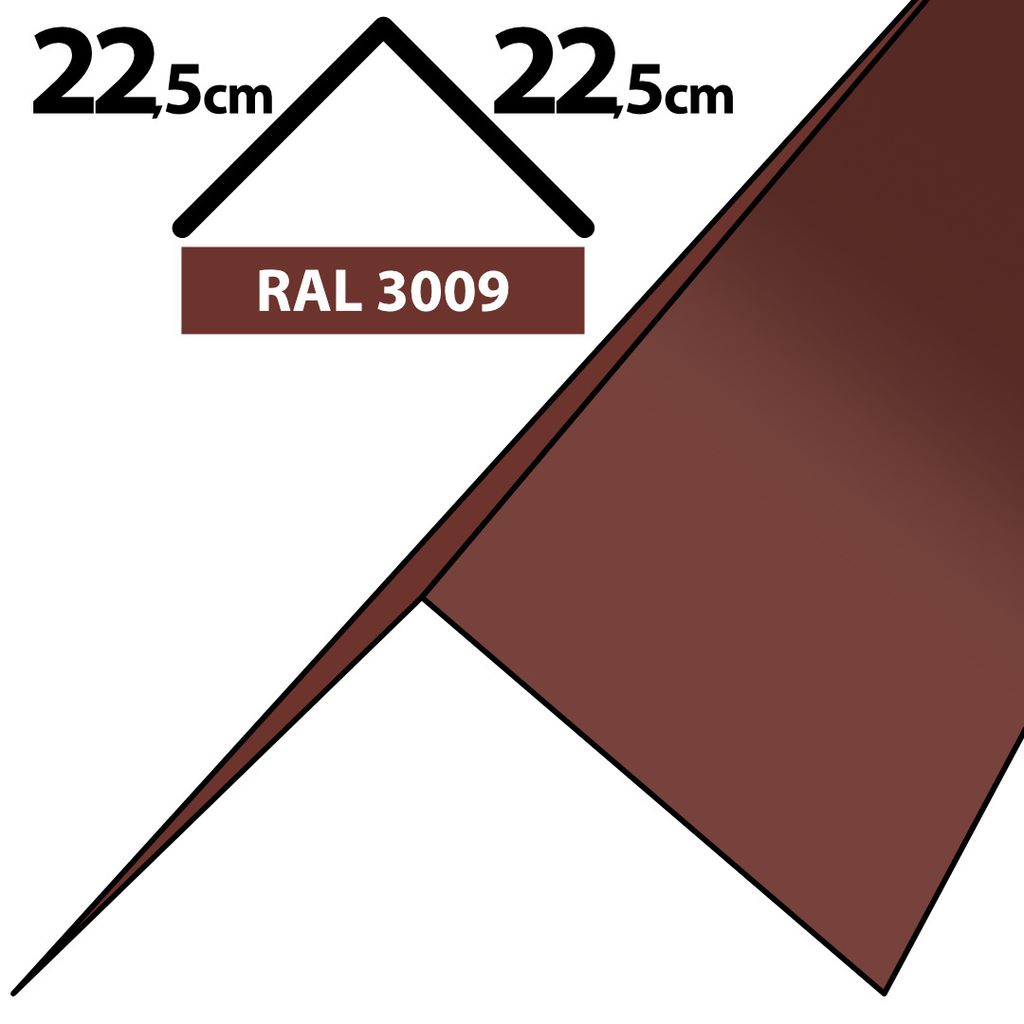2m Winkelblech Kantblech Kante Blechwinkel pulverbeschichtetes 0,5mm Zuschnitt 45cm RAL-3009 Oxidrot / Kastanie