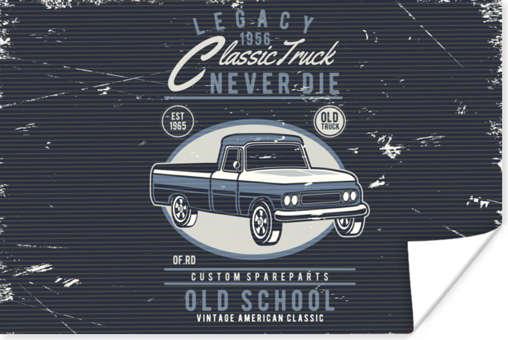 MuchoWow Poster Auto - Oldtimer - Zeichnung 120x80 cm - Bilder