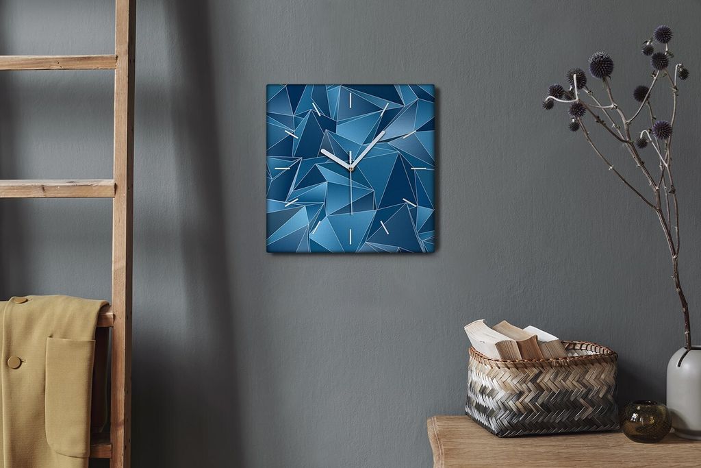 Coloray Hodiny Unikátní 30x30 cm Tiché hodiny Pro obývací pokoj a kuchyň Nástěnné hodiny Plátno Bílé ručičky hodin - Geometrické tro...